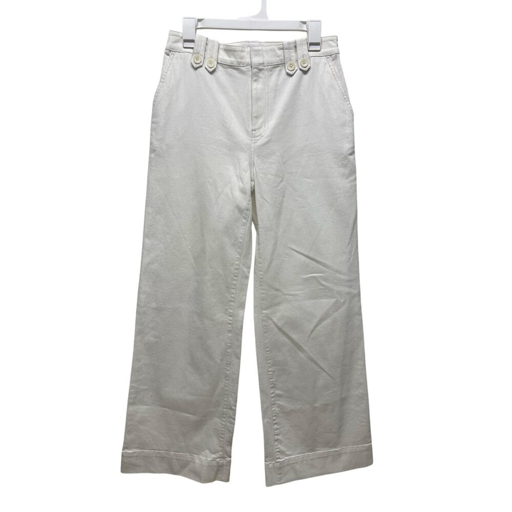 Derek Lam 10 Crosby Wide leg button pants high rise flare white size 27